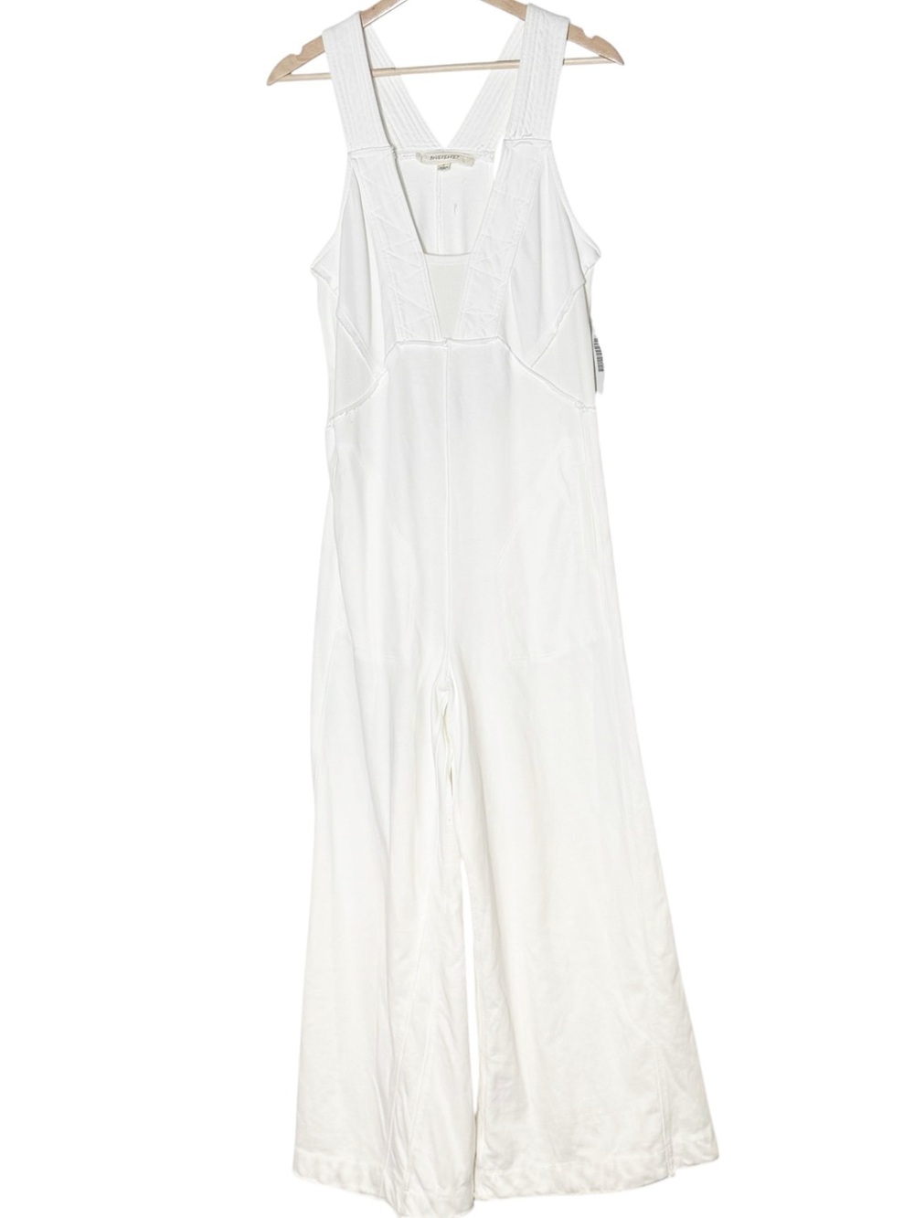 BlueVelvet White Wide Leg Jumpsuit Size S Minimalist Casual Athleisure Vacation
